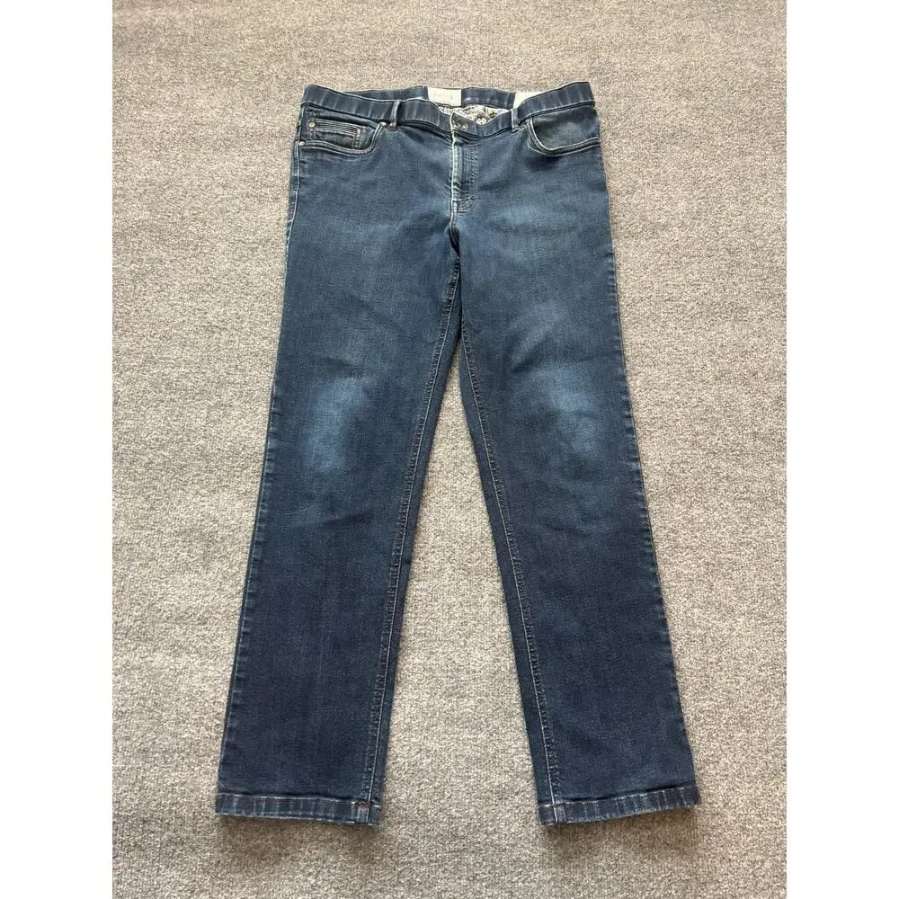 Hiltl Dude Mens Slim Straight Blue Stretch Denim Premium Luxury Jeans Size 38x32